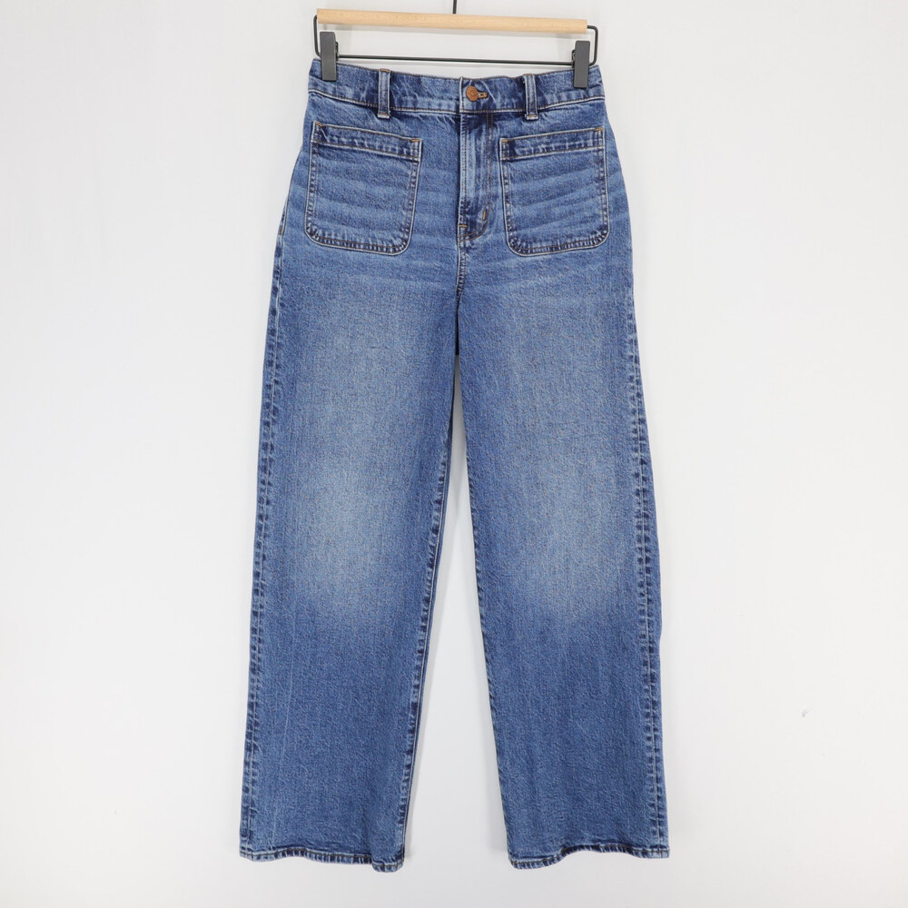 Madewell The Perfect Vintage Jeans Womens 26 Blue Wide Leg High Rise Patch